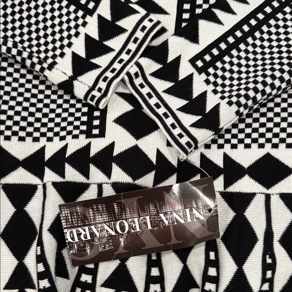 Nina Leonard Black and White Geometric Dress - Picture 5 of 5